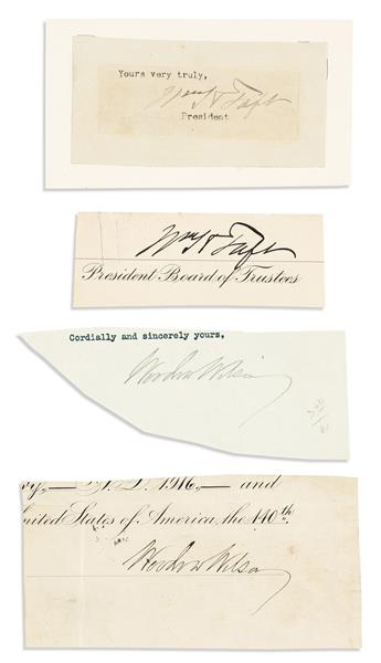 (PRESIDENTS--20TH CENTURY.) Group of 14 clipped Signatures, one as President, each on a slip of paper,